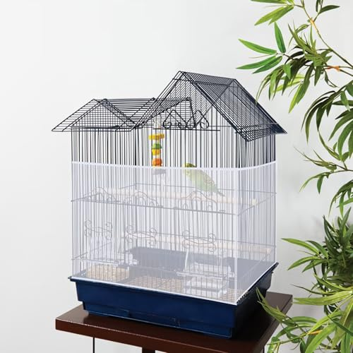 Nogeqi 2 Stück Vogelkäfig Abdeckung Kordelzug, Groß Vogelkäfig Samenfänger Birdcage Seed Catcher, Einstellbar Bird Cage Cover Weich Luftiger für Papageien Wellensittich Runde Quadratische Käfige
