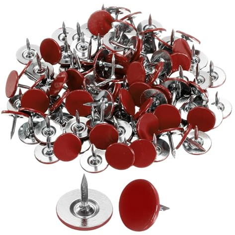 sourcing map 100 Stück Polsternägel, 11 mm x 10 mm, flacher Kopf, dekorative Möbelnägel, Pinnnadeln für Möbel, Sofa, Kopfteile, Rot