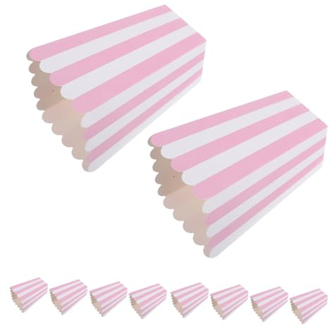VICASKY 24 Stück Popcornboxen aus Robustem Papier mit Gewelltem Rand und Rosa Weiß Gestreiftem Design für Kinderparty Snackbehälter und Kinoabende