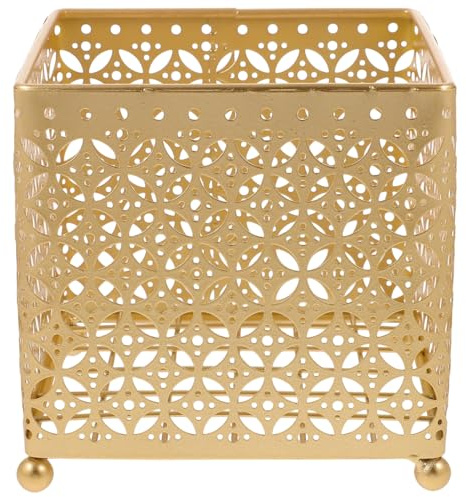 GETAJGHSD Cesta De Maquillaje De Metal Organizador De Cosméticos Y Soporte De Almacenamiento De Escritorio Cesta Decorativa Multifunción 5.31X5.31X5.31in Para Oficina Y Baño