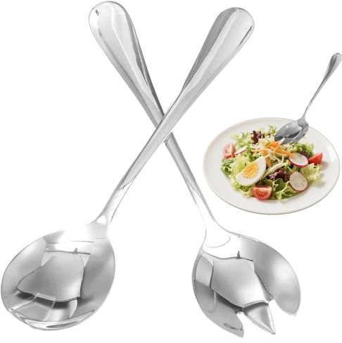 CVNRCLP 2 Stück Salatbesteck Edelstahl Salat-Servierset Salatbesteck Salatbesteck Salatlöffel Salatgabel