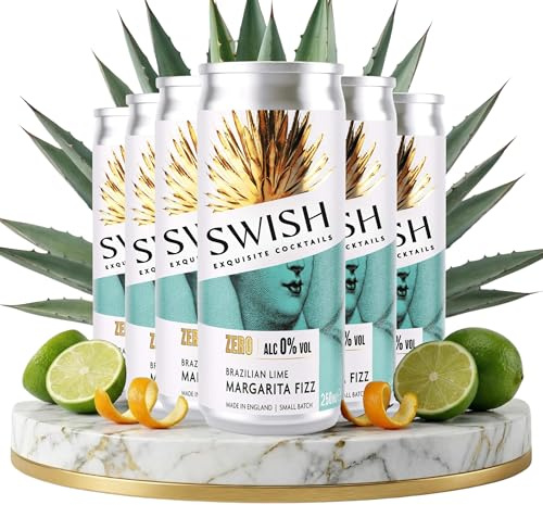 SWISH Zero Brazilian Lime Margarita Fizz – Alcohol-Free Sparkling Cocktail, Zero Proof Drink with Agave & Lime, Vegan, Natural Ingredients, Crisp Citrus Margarita Alternative - 6 x 250ml