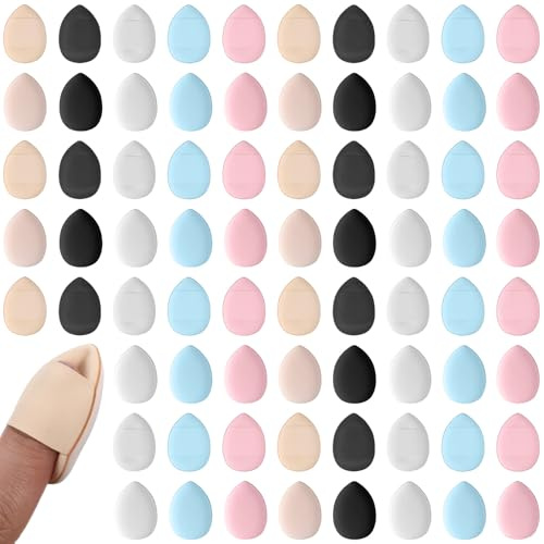 LXUEJIE 75 Stück Finger Puderquaste, Mini Fingerquaste Gesicht Schwämmchen