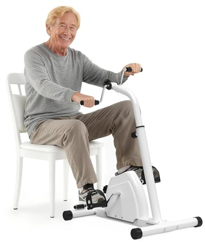 2-in-1 Pedal Exerciser for Arms & Legs – Adjustable Resistance Sit-Down Bike for Seniors, Stroke Recovery & Physical Therapy – Portable Under Desk Knee Peddler for Home Rehab