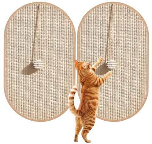 Kratzmatte Katze 2 Stück, Kratzbrett Wand 55 x 33 cm Kratzteppich Katze Cat Scratching Board Mit Spielball Wasser WasserTropfen Design for Protects Sofas Carpets and Furniture