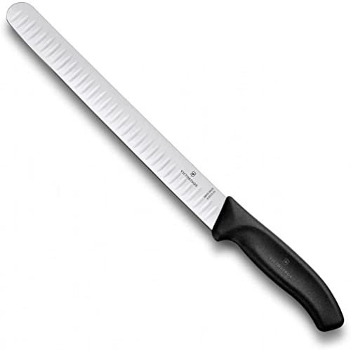 Victorinox Swiss Classic, Profi Schinkenmesser, Extra Scharfe Klinge, Kullenschliff, 25 cm, Kunststoffgriff, Rostfreier Stahl, schwarz