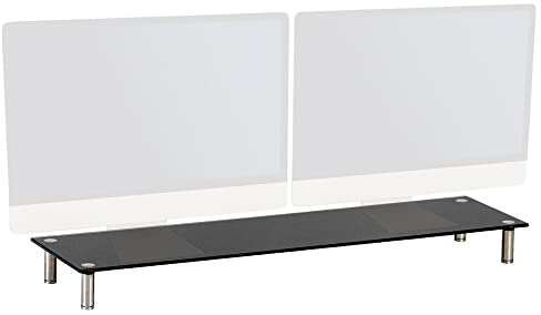 Charles Jacobs Dual/Twin Monitor Riser Stand - 100cm Wide - Black 8cm Tall