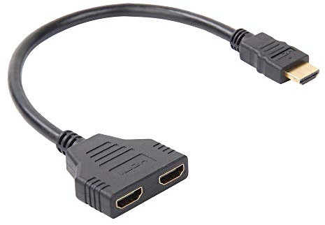 REY - Cable Adaptador Duplicador HDMI Macho a Doble HDMI Hembra Color Negro, 4k 1080p Full HD