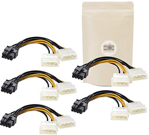 Adaptout X5 Cable Molex 8 Pin Femelle Vers 2X 4Pin Male Cable PCI Express De 18cm Broche Fiche D'Alimentation Pour Carte Graphique Marque Française