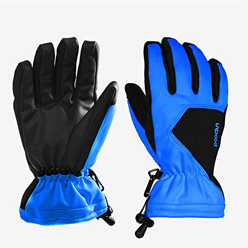 Ski-Handschuhe, Wasserdicht Und Winddicht, PU Faser rutschfest, Interner Samt, Warm Und Weich, Anti Verloren, Geeignet Für Alle Arten Von Outdoor Anlässen (Blue,XL)
