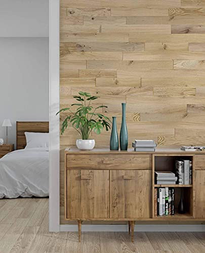 wodewa | Wandverkleidung Holz Eiche Rustikal | 1m2 3D Echtholz XXL-Paneele 1000x100mm | Wohnzimmer Modern Haptik | Made in Germany | strukturiert Natur 1000