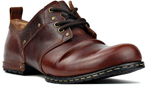 Herr Stövlar Chelsea Motorcykel Boots för Män Mode Känga Vandring Combat Ankel Svart Brun OS-6015-1-RED-BROWN-11.5