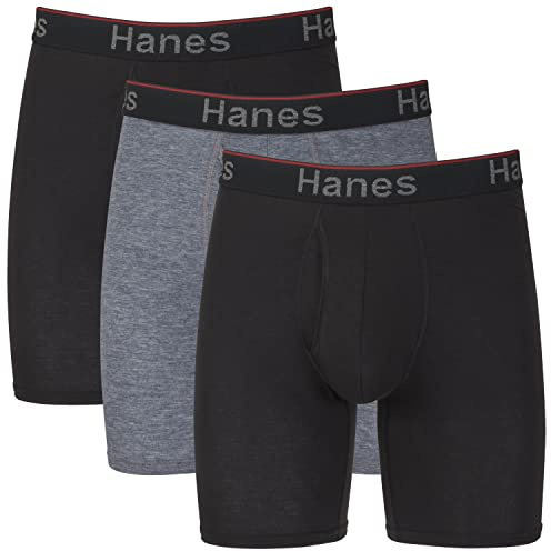 Hanes Total Support Pouch Men's Boxer Briefs Pack, Anti-Chafing, Moisture-Wicking Underwear, Odor Control (Reg or Long Leg)