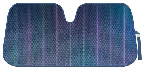 BDK Iridescent Matte Black Front Windshield Sunshade Accordion Folding Style Auto Shade for Car Truck SUV Van Blocks UV Rays Sun Visor Protector Easy Setup Keeps Your Vehicle Cool - 58 x 27 inches