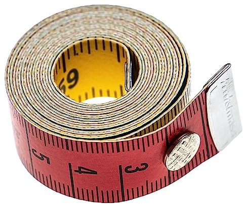 vhbw Ruban de mesure avec bouton pression - Mètre ruban de couturière, 150 cm, 4 couleurs, échelle cm + pouces, flexible