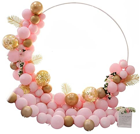 Ballongcirkel ramkit, rund ballongpelare, avtagbar ballong, båge, ballong, kranshållare för bröllop, dop, stor bakgrund, födelsedagsfest, dekoration (utan ballonger) (180 cm)