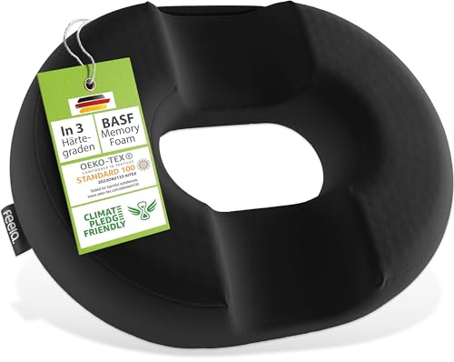 feela.® ortopedisk sittring [3 hårdhetsgrader] – ergonomisk sittdyna för kontorsstol & Co – verkar smärtreducerande, ökar sittkomfort, lindrar hemorrojder, lindrar svanskotan (mjuk)