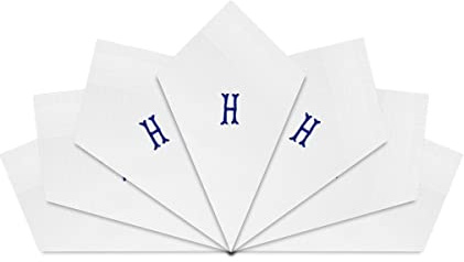 Warwick & Vance Taschentücher für Herren und Herren, Satin, mit blauen gestickten Initialen, 7 Stück, h, 40cm x 40cm