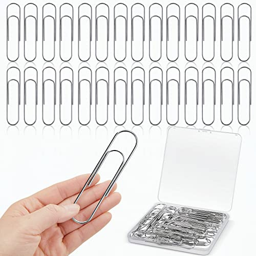 Kisston 48 Stück extra große Büroklammern 10,2 cm Jumbo Büroklammern 100 mm Metall Mega Büroklammern Big Sheet Holder for Student Office Worker Organizing Storage Home Supplies (Silber)
