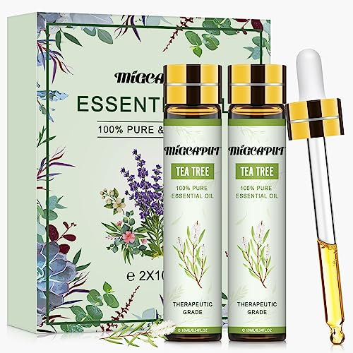 Migcaput Teebaumöl Ätherische Öle 2 x 10ml, Naturrein ätherisches Öl für Diffuser, Tea Tree Oil für Haut- und Gesichtspflege