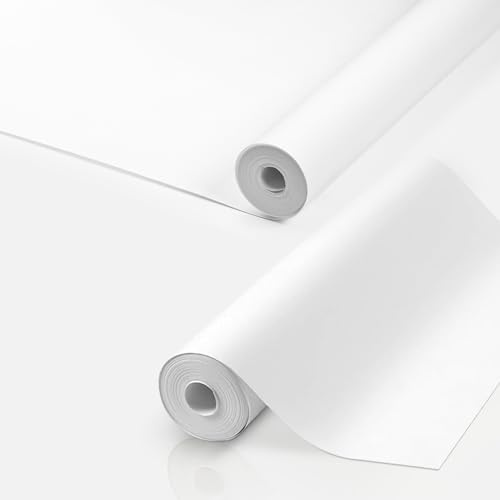 2 Rolls of 10m x 53cm Lining Paper for Walls Paintable Lining Paper Thick Backing Paper Plain White Suitable for Covering Small Cracks and Imperfections (1000 Grade)