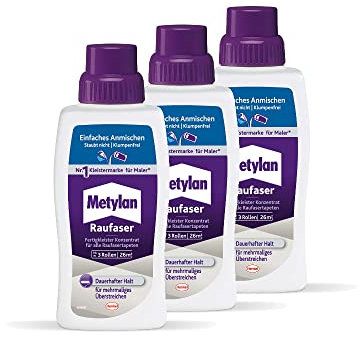Metylan Raufaser Fertigkleister Konzentrat, Tapetenkleister für Raufasertapete, starker & schnell mischbarer Kleister zur sofortigen Verwendung, 3x500g