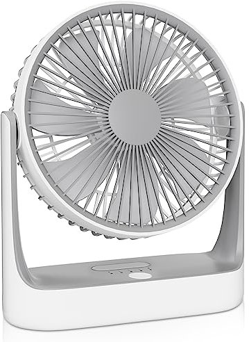 mollie 6-Inch Small Rechargeable USB Desk Fan Battery Operated with Speeds for Home Office Bedroom Mini Portable Personal Ultra Quiet Desktop Air Circulator Cooling Table Fan Adjustable Tilt