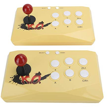 Vomeko Arcade Fight Stick Joystick - Dual Wireless Fighting Joystick Gamepad per TV Game Console Gaming Fight Stick(Giallo)