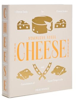 Printworks The Essentials, set di 3 coltelli da formaggio in acciaio inox, set regalo con coltelli, scalpello e coltelli a forma di cuore, eleganti accessori per salumi e lavabili in lavastoviglie