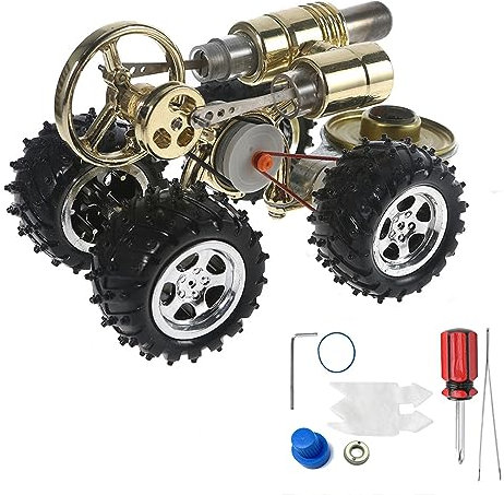 KieTeiiK DIY Motor Modell Metall Mini Auto Modell Spielzeug Elektromotor Auto Fahrzeug Bausatz Schreibtisch Motor Für Erwachsene Kinder Stirling Motor Auto