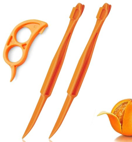 Éplucheur d'orange - Coupe-agrumes en plastique - Coupe-légumes - Coupe-citron - Outil de cuisine - Ustensiles de cuisine - Éplucheur de nourriture à lame (orange)