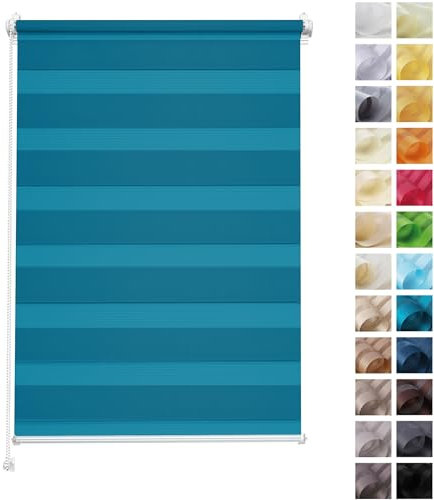 Rettika Doppelrollo Klemmfix ohne Bohren – Cote D'azur – Breite 80 cm, Höhe 150 cm – Duo Rollo für Innenräume, Sichtschutz Fensterrollo mit Lichtregulierung