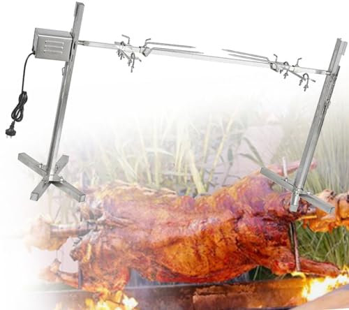SACLMD Stainless Steel Rotisserie Kit Grilling Accessories,Rotary Rotisserie for Barbecue,Electric Rotisserie Kit,Pork grill,Rotisserie Grill Kit,110V