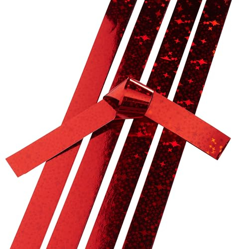 Gebrüder Bertels Papierstreifen Holografie 16 Stk 15 mm x 45 cm Papier Weihnachten Basteln Dekoration Scrapbooking DIY Bastelmaterial Rot