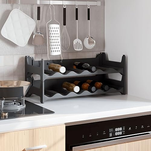 Casier à vinRantry Casier à vin pour 12 bouteilles PP empilable, étagères de rangement pour présentoir à vin, armoire à vin pour la maison, la cuisine, le garde-manger, la cave à vin et le b