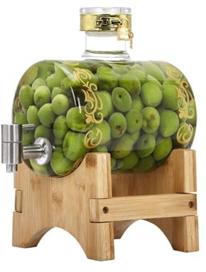 Dispensador de bebidas Dispensador de bebidas de 1,3 galones utilizado para jugo de limón con espiga de acero inoxidable, tarro de vidrio con soporte