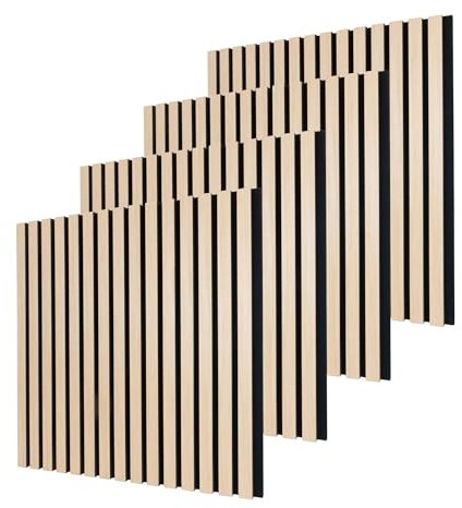 Dalsys 4x Panneaux acoustiques 60 x 60cm Chêne clair, mur à lamelles avec isolation phonique