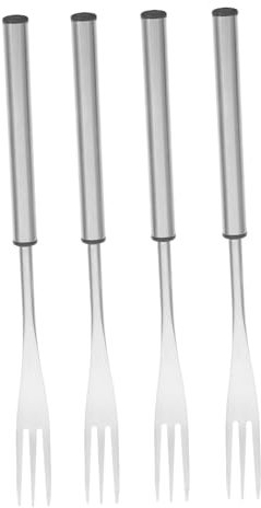SHOWERORO Fonduegabeln Edelstahl Rot Silikon Spitzen 4 Stück Dreizinkig Hitzebeständig für Käse Schokolade Hot Pot Grillen Familienfeiern Küchenbedarf