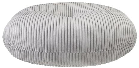 Traumnacht Cozy Bodenkissen aus gemütlichem Cord-Bezug, steingrau, rund mit 105cm Durchmesser und 25cm hoch, 3.260g Füllgewicht, produziert nach deutschem Qualitätsstandard