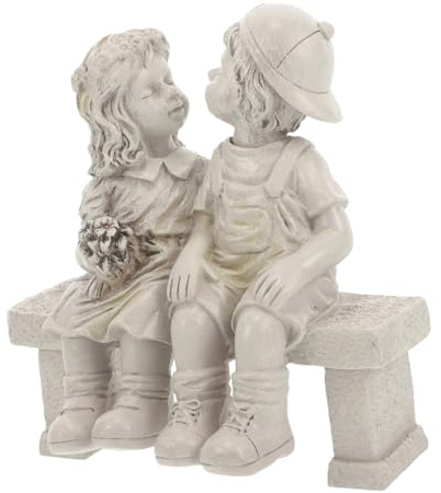 CAXUSD Harzstatue Junge und Mädchen Gartenschmuck Kreative Außendekoration | Kunstharz, Kleine Gartenfigur für Hof, Dekoratives Ornament, Innenhofdekoration