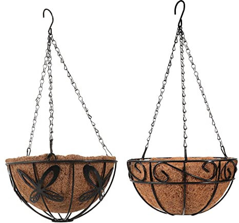 Sosoport 2 Pièces Panier De Plantes De Plein Usine Pendaison Planteur Corbeille Jardinière Suspendue Panier De Fleurs avec Doublure en Paniers De Fleurs Suspendus Le Fer