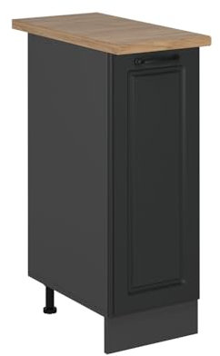 Vicco Apothekerschrank R-Line, Medizinschrank für die Küche, Anthrazit Landhaus, 30 cm, AP Eiche