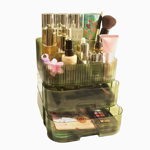 GOODFERIA Organizador Maquillaje Cajones - Makeup Organizer - Perfumes - Organizador de Baño para todo tipo de productos - Tocador Maquillaje (Verde)