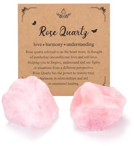 JSDDE 2 pièces Pierre Precieuses Naturelle Lithotherapie Pierre de Guérison Mineraux Collection Reiki Accessoires-Cristal de Quartz Rose Pierre amorphe Originale Non traitée 45-55mm