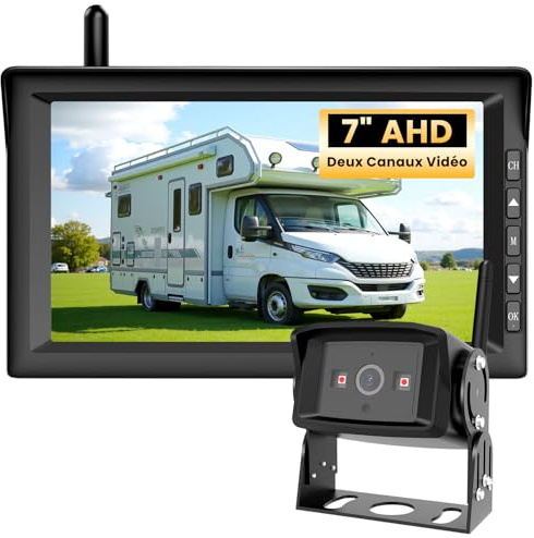 AUTO-VOX 7 HD Rückfahrkamera Kabellos: Einfache Installation & Stabiler Empfang, 150° Weitwinkel Rückfahrkamera mit Klarer Nachtsicht, Split-Screen-Monitor für LKW, Van, Wohnmobile, Anhänger