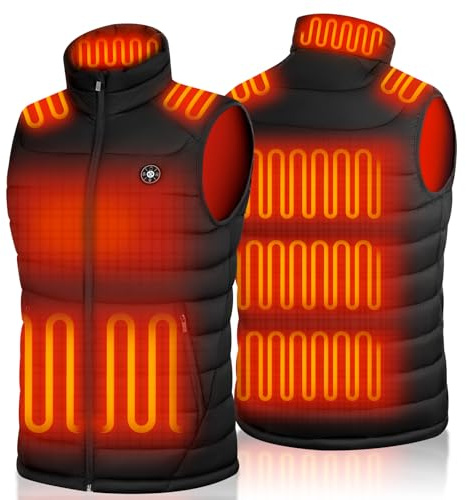 XINSONYUELL Beheizbare Weste Herren mit 16000mAh 7.4V Powerbank, Heizweste Herren mit 15 Heizzonen, 3 Einstellbar Temperatur Beheizte Weste für Winter