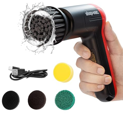 Shop-Vac Cordless Spin Scrubber, 2-Speed (180/240RPM) Electric Cleaning Brush with 5 Multi-Surface Heads, 2000mAh Battery, 60-Min Runtime, for Kitchen & Bathroom