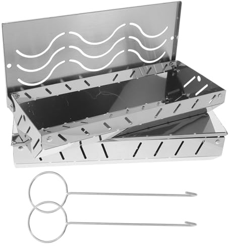 Toyvian 2 Stück Set Bbq Smoke Box Holzrauchbehälter Holzchips Räucherbox Grillzubehör für Gas und Holzkohlegrill zum Aromatisieren von Fleisch Fisch und Gemüse