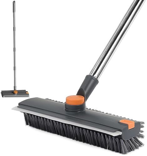 Floor Scrubbing Brush with Handle - 3 In 1 Carpet Scrubbing Brush of 360° Rotation Head, Suitable for Cleaning Floors, Corner Gap, Patios,Indoor,Living Rooms, Swimming Pool