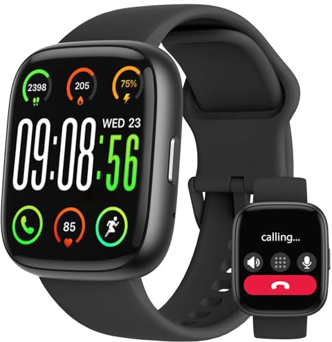 Alexa Orologio intelligente per donne e uomini, fitness tracker integrato, Bluetooth, cardiofrequenzimetro, 100+modalità sportive, impermeabile IP68, touchscreen HD da 1,8 pollici, per Android iOS